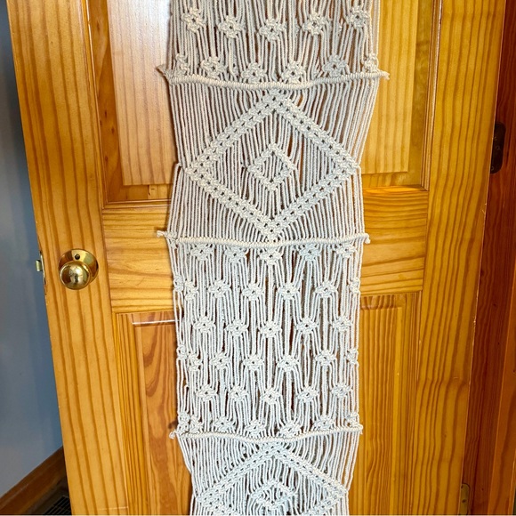 Macrame Table Runner 108 inches Boho Farmhouse Eclectic Kitchen Home Decor - Picture 12 of 15